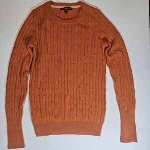Gap Sweater Womens XS Orange Cableknit Fall Halloween 90s Warm‎ Academia Banded